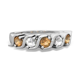 Citrine Anniversary Band 14K White Gold ring R2089