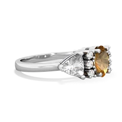 Citrine Antique Style Three Stone 14K White Gold ring R2186