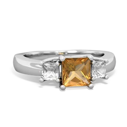 Citrine Three Stone Trellis 14K White Gold ring R4015