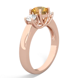 Citrine Three Stone Round Trellis 14K Rose Gold ring R4018