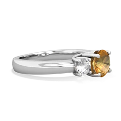 Citrine Three Stone Round Trellis 14K White Gold ring R4018