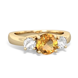 Citrine Three Stone Round Trellis 14K Yellow Gold ring R4018