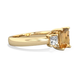 Citrine Three Stone Emerald-Cut Trellis 14K Yellow Gold ring R4021