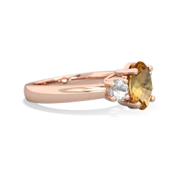 Citrine Three Stone Oval Trellis 14K Rose Gold ring R4024