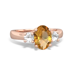 Citrine Three Stone Oval Trellis 14K Rose Gold ring R4024