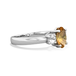 Citrine Three Stone Oval Trellis 14K White Gold ring R4024