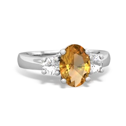 Citrine Three Stone Oval Trellis 14K White Gold ring R4024