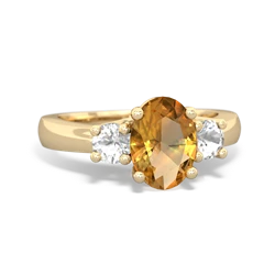 Citrine Three Stone Oval Trellis 14K Yellow Gold ring R4024