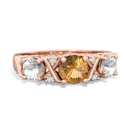 Citrine Hugs And Kisses 14K Rose Gold ring R5016