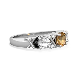 Citrine Hugs And Kisses 14K White Gold ring R5016