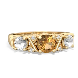 Citrine Hugs And Kisses 14K Yellow Gold ring R5016