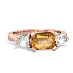 Citrine Three Stone 14K Rose Gold ring R5235