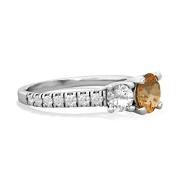 Citrine Pave Trellis 14K White Gold ring R5500