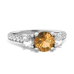 Citrine Pave Trellis 14K White Gold ring R5500