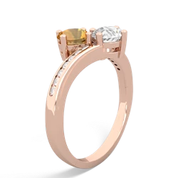 Citrine Channel Set Two Stone 14K Rose Gold ring R5303