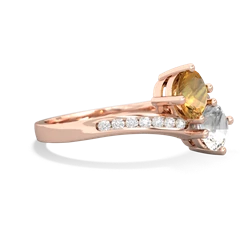 Citrine Channel Set Two Stone 14K Rose Gold ring R5303