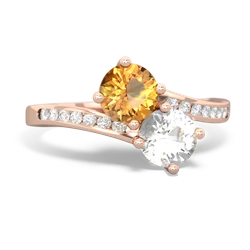 Citrine Channel Set Two Stone 14K Rose Gold ring R5303