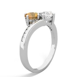 Citrine Channel Set Two Stone 14K White Gold ring R5303