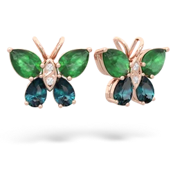 Emerald Butterfly 14K Rose Gold earrings E2215