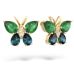 Emerald Butterfly 14K Yellow Gold earrings E2215