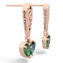 Emerald Filligree Heart 14K Rose Gold earrings E5070