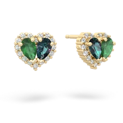 Emerald Halo 14K Yellow Gold earrings E7008