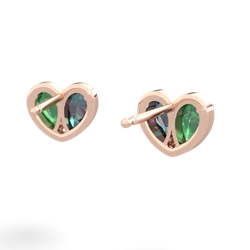 Emerald 'Our Heart' 14K Rose Gold earrings E5072