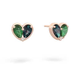 Emerald 'Our Heart' 14K Rose Gold earrings E5072