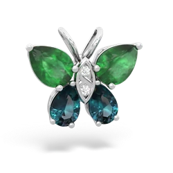 Emerald Butterfly 14K White Gold pendant P2215