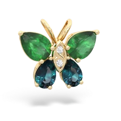 Emerald Butterfly 14K Yellow Gold pendant P2215