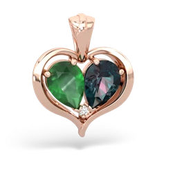 Emerald Two Become One 14K Rose Gold pendant P5330