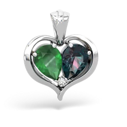 Emerald Two Become One 14K White Gold pendant P5330