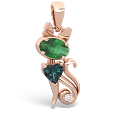 Emerald Kitten 14K Rose Gold pendant P5780