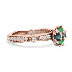 Emerald Sparkling Tiara Cluster 14K Rose Gold ring R26293RD