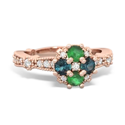 Emerald Sparkling Tiara Cluster 14K Rose Gold ring R26293RD