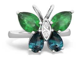 Emerald Butterfly 14K White Gold ring R2215