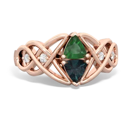 Emerald Keepsake Celtic Knot 14K Rose Gold ring R5300