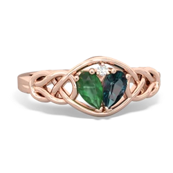 Emerald Celtic Love Knot 14K Rose Gold ring R5420