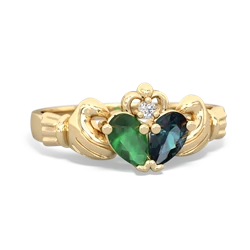 Emerald 'Our Heart' Claddagh 14K Yellow Gold ring R2388