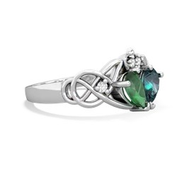 Emerald 'One Heart' Celtic Knot Claddagh 14K White Gold ring R5322