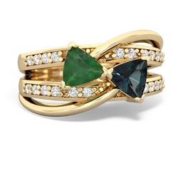 Emerald Bowtie 14K Yellow Gold ring R2360