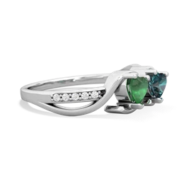 Emerald Side By Side 14K White Gold ring R3090