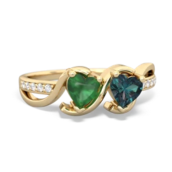 Emerald Side By Side 14K Yellow Gold ring R3090