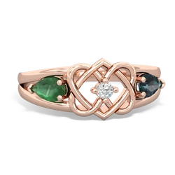 Emerald Hearts Intertwined 14K Rose Gold ring R5880