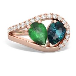 Emerald Nestled Heart Keepsake 14K Rose Gold ring R5650