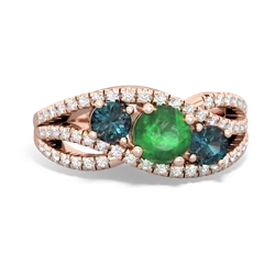 Emerald Three Stone Aurora 14K Rose Gold ring R3080