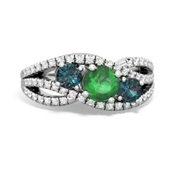 Emerald Three Stone Aurora 14K White Gold ring R3080