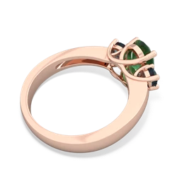 Emerald Three Stone Oval Trellis 14K Rose Gold ring R4024