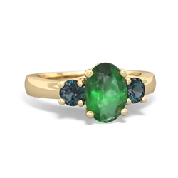 Emerald Three Stone Oval Trellis 14K Yellow Gold ring R4024