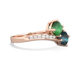 Emerald Channel Set Two Stone 14K Rose Gold ring R5303